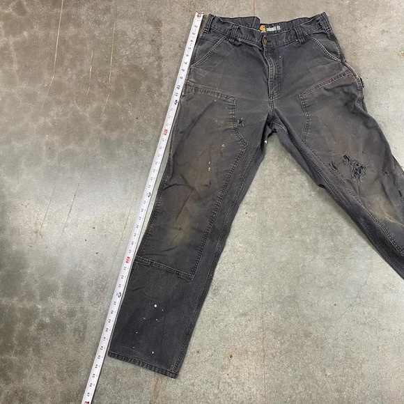 Carhartt Double Knee Relaxed Fit Work Pants Black Distressed Workwear 36x34 - Picture 6 of 8